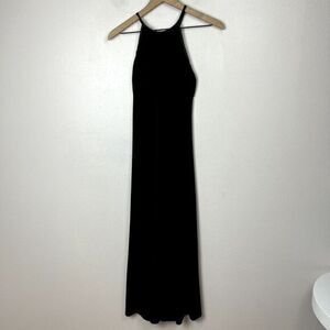 Vintage Jessica Howard Maxi Black Velvet Dress Womens Sz. 4‎ Square Neck 90s Y2K
